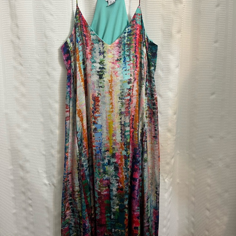 Nicole Miller Green Spaghetti Strap Sundress Resort Wear